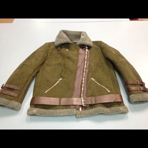 Acne Studios Shearling Suede Jacket Womens Green L